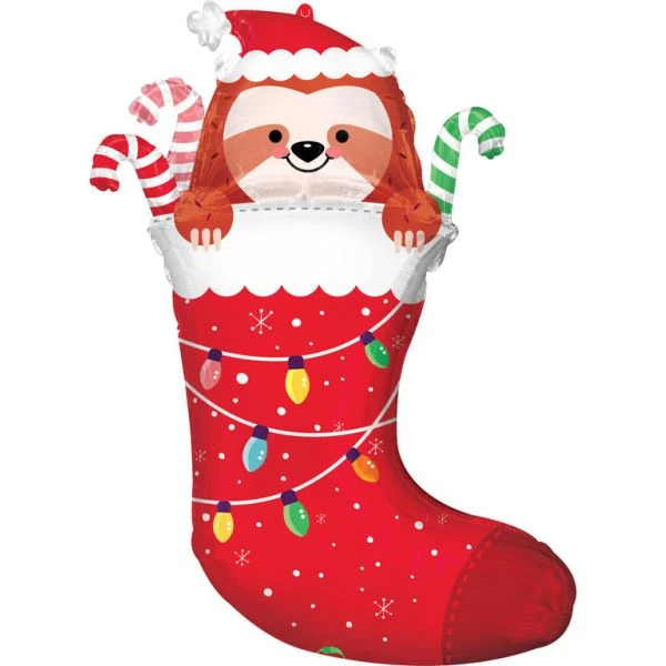 Palloncino Gigante Calza Di Natale Con Bradipo - 78 Cm 1 Palloncino Gigante Calza Di Natale Con Bradipo - 78 Cm