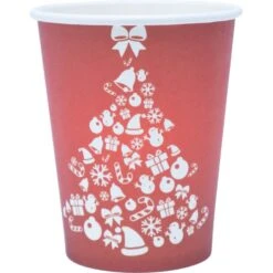 6 Bicchieri Rossi - Albero Di Natale