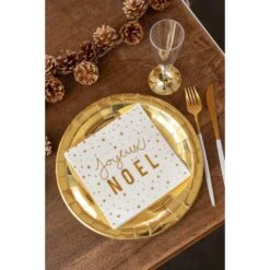 20 Tovaglioli Buon Natale - Bianco E Oro -Meri-Meri Outlet 98 7004 AK