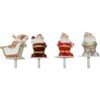 4 Stecchini Decorativi Babbo Natale - Plastica