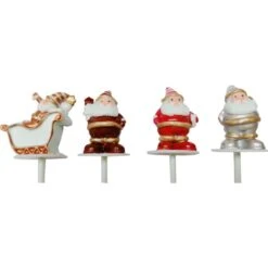 4 Stecchini Decorativi Babbo Natale - Plastica