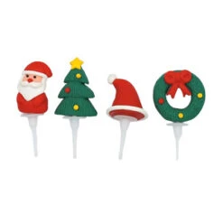 4 Stecchini Decorativi Di Natale (3, 5 Cm) - Plastica