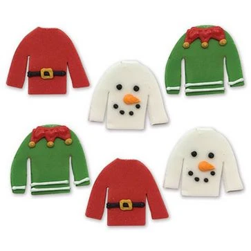 6 Decorazioni Di Zucchero - Maglioni Di Natale 1 6 Decorazioni Di Zucchero - Maglioni Di Natale