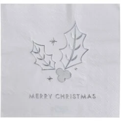 Ginger Ray 16 Asciugamani Di Buon Natale Holly - Argento