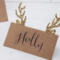 Ginger Ray 10 Segnaposto Di Natale - Renna Oro E Glitter