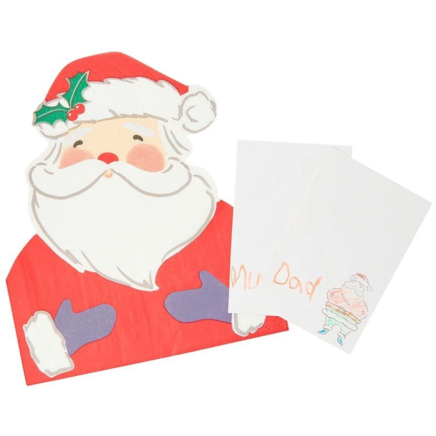 16 Tovaglioli + 16 Segnaposto Di Babbo Natale 1 16 Tovaglioli + 16 Segnaposto Di Babbo Natale