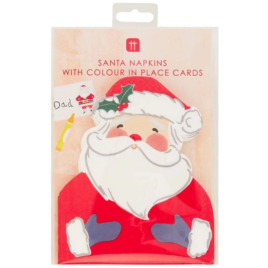 16 Tovaglioli + 16 Segnaposto Di Babbo Natale 4 16 Tovaglioli + 16 Segnaposto Di Babbo Natale - immagine 4